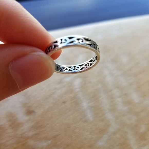 Whimsical Swirl Sterling Band - Picture 5 of 6